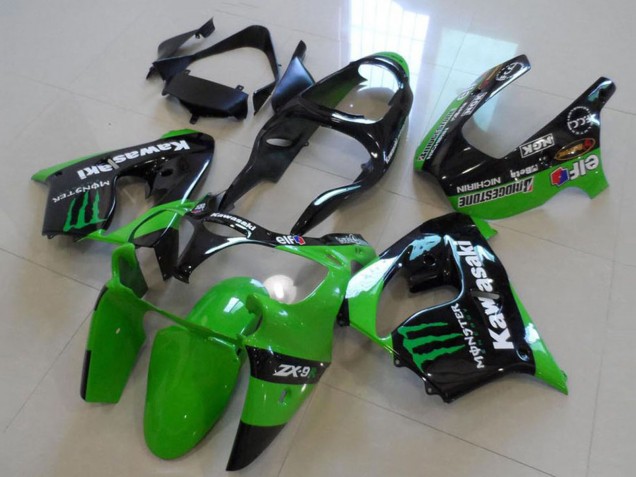 Descuento Carenados Moto Kawasaki ZX9R 2000-2001 - Negro Brillante Verde Monstruo
