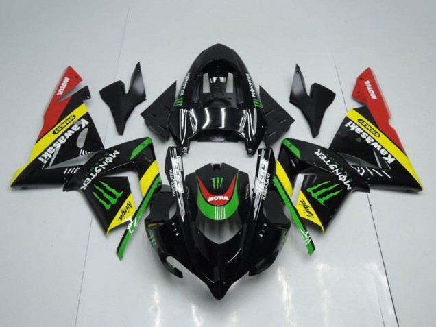 Descuento Carenados Moto Kawasaki ZX10R 2004-2005 - Negro Brillante Rojo Amarillo Verde Monstruo