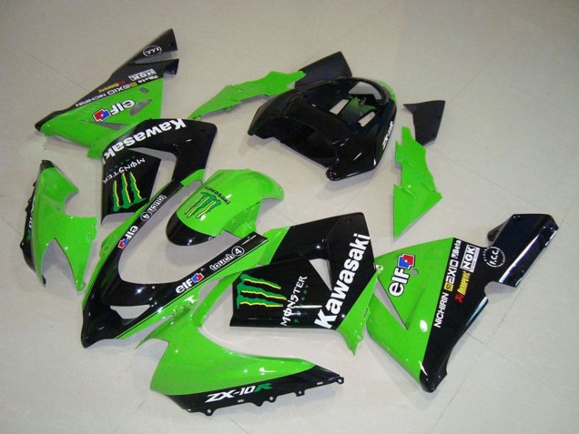 Descuento Carenados Moto Kawasaki ZX10R 2004-2005 - Verde Negro Monstruo Elf