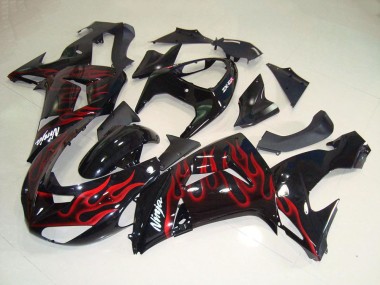 Descuento Carenados Moto Kawasaki ZX10R 2006-2007 - Negro Brillante Rojo Llama