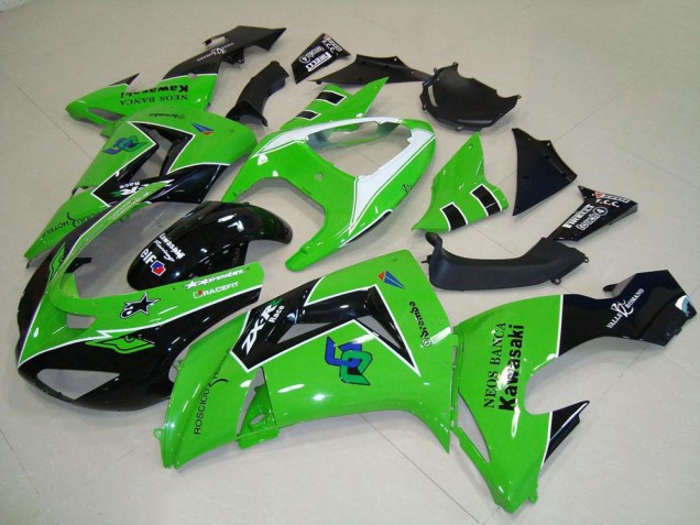 Descuento Carenados Moto Kawasaki ZX10R 2006-2007 - Verde Blanco Negro Brillante