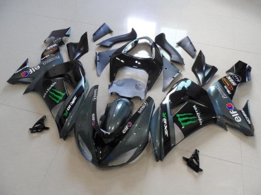 Descuento Carenados Moto Kawasaki ZX10R 2006-2007 - Negro Brillante Negro Mate Verde Elf Touch4 Monstruo Energy