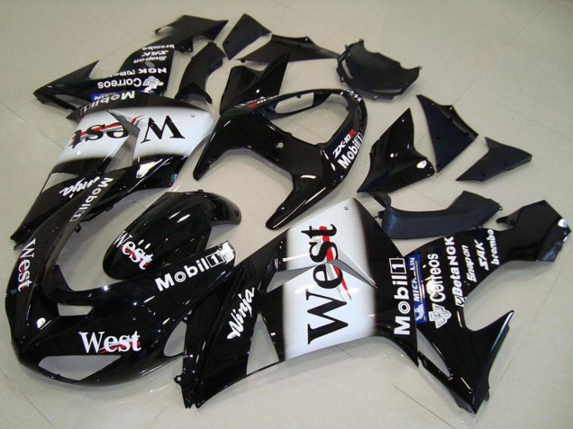 Descuento Carenado Moto Kawasaki ZX10R 2006-2007 - Negro Brillante Blanco West