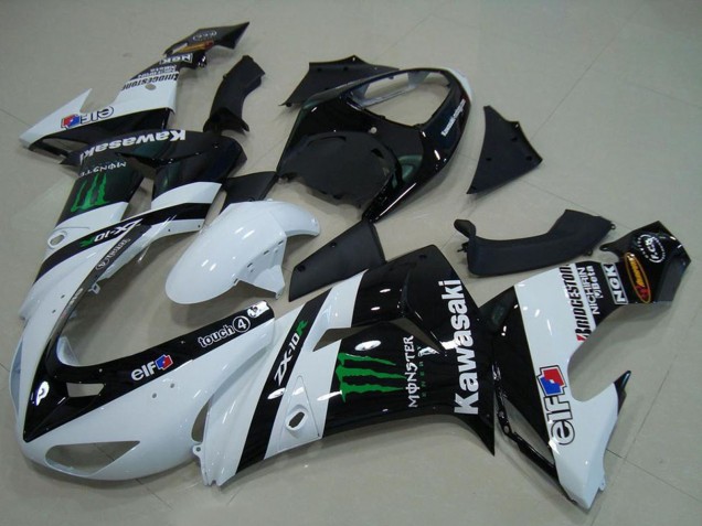 Descuento Carenados Moto Kawasaki ZX10R 2006-2007 - Blanco Negro Brillante Verde Elf Monstruo