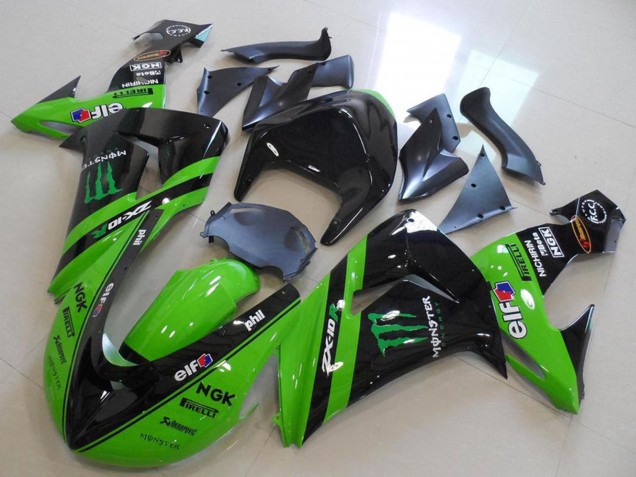 Descuento Carenados Moto Kawasaki ZX10R 2006-2007 - Verde Negro Brillante Monstruo Carrera
