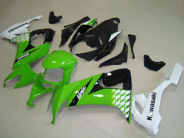 Descuento Carenados Moto Kawasaki ZX10R 2008-2010 - Blanco Verde Negro Brillante