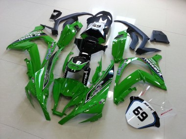 Descuento Carenados Moto Kawasaki ZX10R 2011-2015 - Verde Negro Brillante Elf Henleys Vent-Axia 69