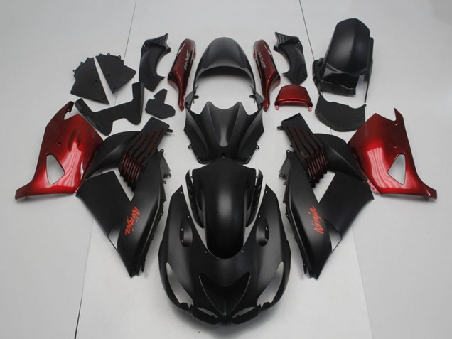 Descuento Carenados Moto Kawasaki ZX14R ZZR1400 2006-2011 - Negro Mate Rojo Ninja