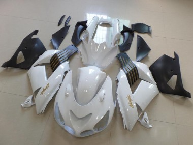 Descuento Carenados Moto Kawasaki ZX14R ZZR1400 2006-2011 - Blanco Negro Mate Oro Ninja