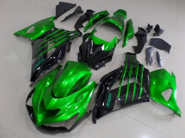 Descuento Carenados Moto Kawasaki ZX14R ZZR1400 2012-2024 - Verde Negro Brillante