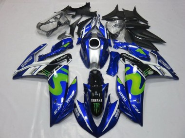 Descuento Carenados Moto Yamaha YZF R3 2015-2018 - Azul Blanco Negro Verde MoviStar Monstruo