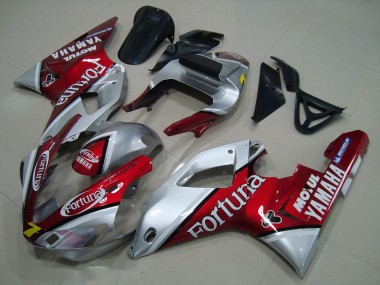 Descuento Carenados Moto Yamaha YZF R1 2000-2001 - Plata Rojo Fortuna Motul 7