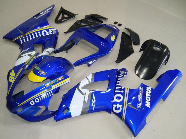 Descuento Carenados Moto Yamaha YZF R1 2000-2001 - Azul Blanco Amarillo Motul 46