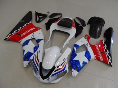 Descuento Carenados Moto Yamaha YZF R1 2000-2001 - Blanco Rojo Azul Negro Corse