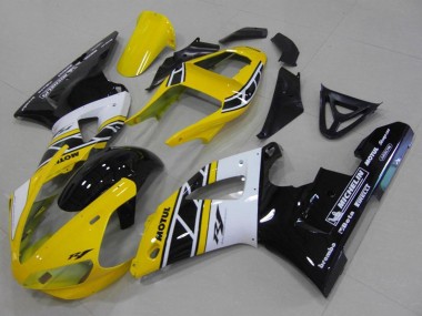 Descuento Carenados Moto Yamaha YZF R1 2000-2001 - Amarillo Blanco Negro Anniversary Motul Michelin