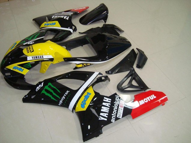 Descuento Carenados Moto Yamaha YZF R1 2000-2001 - Negro Brillante Amarillo Blanco Rojo Monstruo Motul
