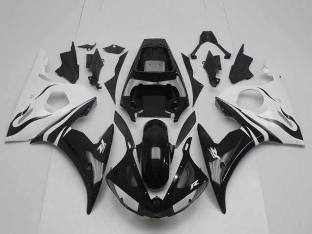 Descuento Carenado Moto Yamaha YZF R6 2003-2004 - Blanco Negro Brillante
