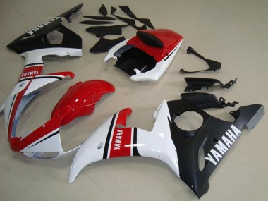 Descuento Carenados Moto Yamaha YZF R6 2003-2004 - Blanco Rojo Negro Mate