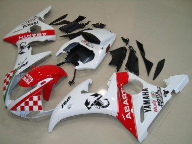 Descuento Carenados Moto Yamaha YZF R6 2003-2004 - Blanco Rojo Abarth Motul