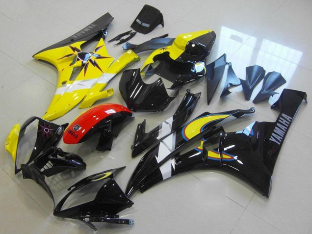 Descuento Carenados Moto Yamaha YZF R6 2006-2007 - Amarillo Blanco Rojo Negro Brillante