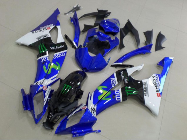 Descuento Carenados Moto Yamaha YZF R6 2008-2016 - Blanco Azul Negro Brillante Verde Monstruo MoviStar