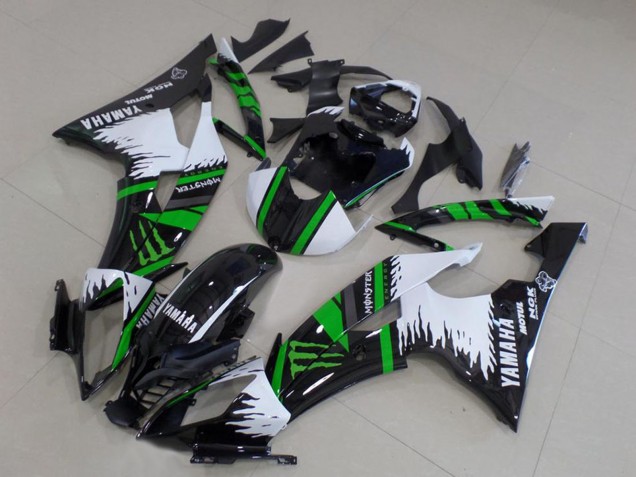 Descuento Carenados Moto Yamaha YZF R6 2008-2016 - Blanco Negro Brillante Verde Monstruo Motul