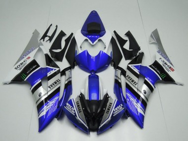 Descuento Carenados Moto Yamaha YZF R6 2008-2016 - Blanco Azul Plata Negro Monstruo ENEOS Yamalube Semakin Didepan