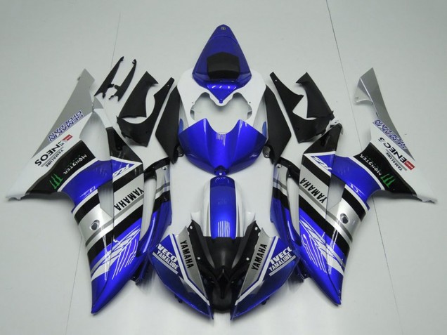 Descuento Carenados Moto Yamaha YZF R6 2008-2016 - Blanco Azul Plata Negro Monstruo ENEOS Yamalube Semakin Didepan