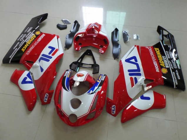 Descuento Carenados Moto Ducati 749 999 2003-2004 - Blanco Rojo Azul Negro Brillante Fila