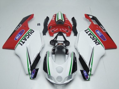 Descuento Carenados Moto Ducati 749 999 2005-2006 - Blanco Rojo Verde Negro Brillante Enel Generali Tim