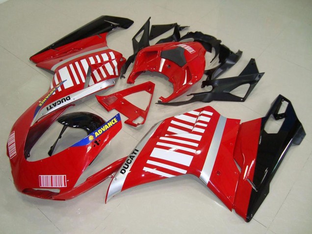 Descuento Carenados Moto Ducati 848 1098 1198 2007-2014 - Plata Azul Rojo Negro Brillante
