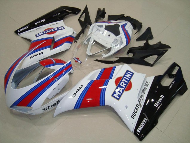 Descuento Carenados Moto Ducati 848 2007-2014 - Blanco Rojo Verde Negro Brillante Martini