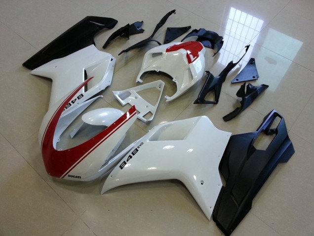 Descuento Carenados Moto Ducati 848 2007-2014 - Blanco Rojo Negro Mate