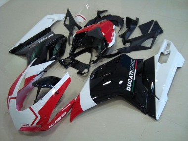 Descuento Carenados Moto Ducati 1098 2007-2014 - Blanco Rojo Negro Brillante Corse