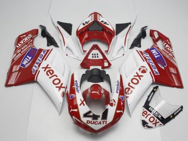Descuento Carenados Moto Ducati 848 1098 1198 2007-2014 - Blanco Rojo Negro Brillante Valsir Xerox OEM Estilo 41