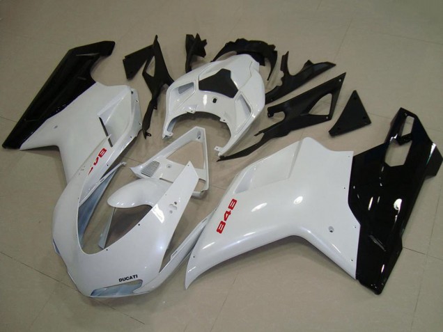 Descuento Carenados Moto Ducati 848 2007-2014 - Blanco Negro Brillante
