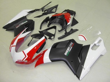 Descuento Carenados Moto Ducati 1098 2007-2014 - Blanco Rojo Negro Mate Corse