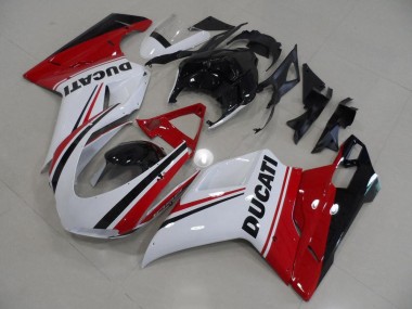Descuento Carenados Moto Ducati 1098 2007-2014 - Blanco Rojo Verde Negro Brillante