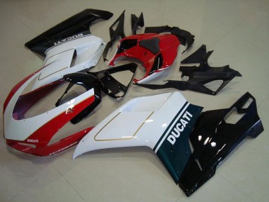 Descuento Carenado Moto Ducati 1098 2007-2014 - Blanco Rojo Negro Brillante