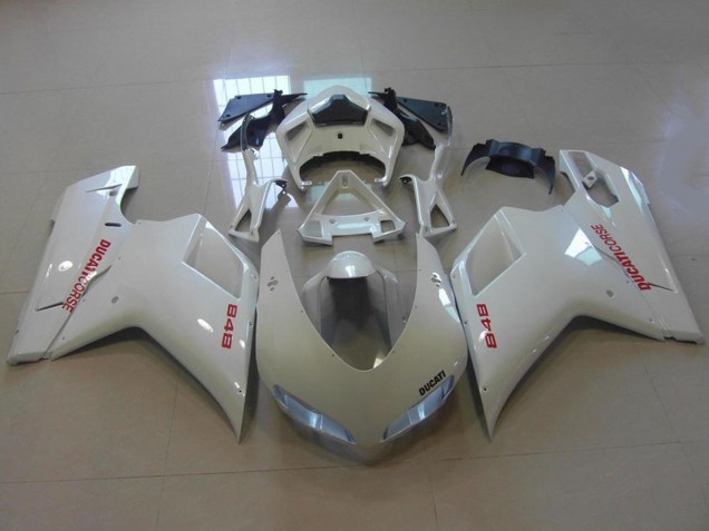 Descuento Carenados Moto Ducati 848 2007-2014 - Blanco Brillante Rojo Calcomanías