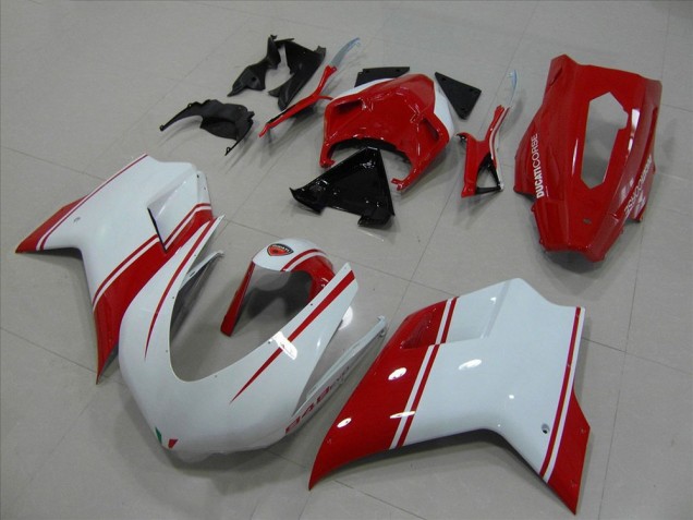 Descuento Carenados Moto Ducati 848 2007-2014 - Blanco Rojo Carrera Versión
