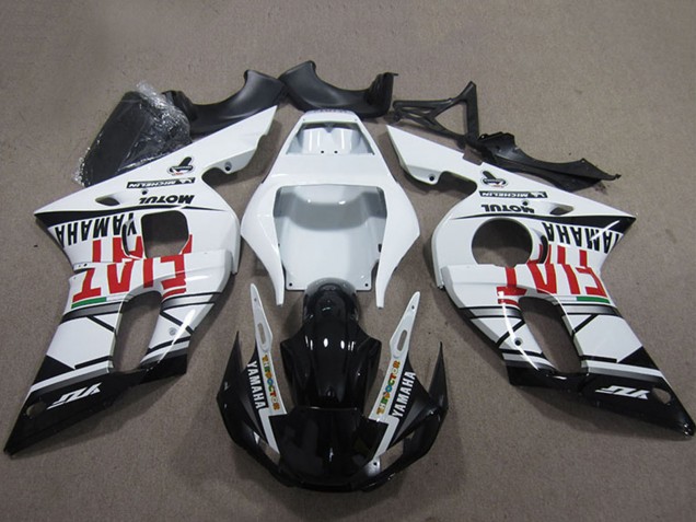 Descuento Carenados Moto Yamaha YZF R6 1998-2002 - Blanco Negro Brillante Fiat Motul Michelin