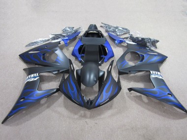 Descuento Carenados Moto Yamaha YZF R6 2003-2004 - Negro Mate Azul Llama