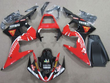 Descuento Carenados Moto Yamaha YZF R6 2003-2004 - Rojo Blanco Negro Brillante Santander Fimer Volvo