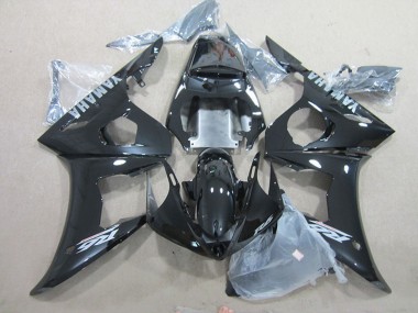 Descuento Carenados Moto Yamaha YZF R6 2003-2004 - Negro Brillante Plata Calcomanías