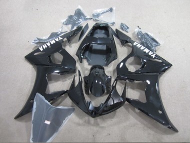 Descuento Carenado Moto Yamaha YZF R6 2003-2004 - Negro Brillante Blanco Calcomanías
