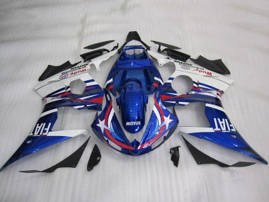Descuento Carenados Moto Yamaha YZF R6 2003-2004 - Blanco Azul Rojo Motul Fiat