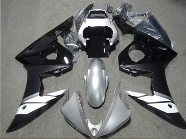 Descuento Carenados Moto Yamaha YZF R6 2003-2004 - Blanco Plata Negro Brillante Negro Mate