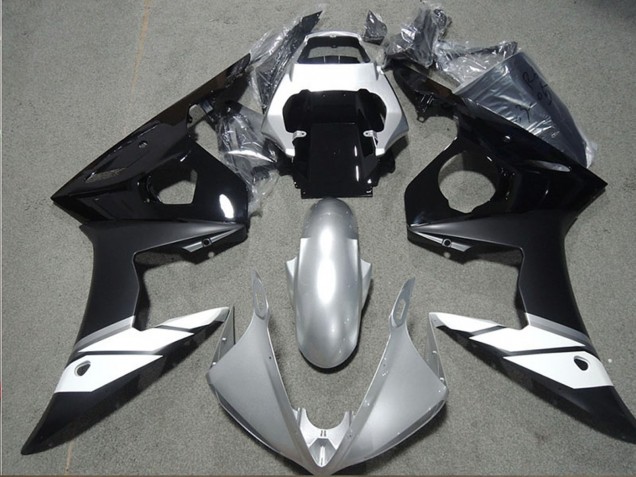Descuento Carenados Moto Yamaha YZF R6 2003-2004 - Blanco Plata Negro Brillante Negro Mate