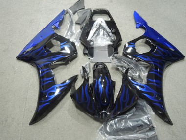 Descuento Carenados Moto Yamaha YZF R6 2003-2004 - Negro Brillante Azul Llama